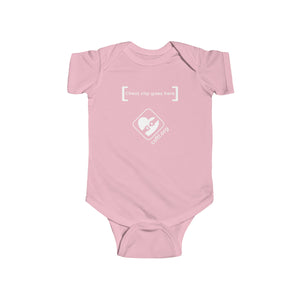 CSFTL infant bodysuit - "The chest clip goes here"